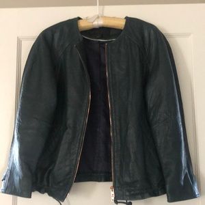 Dark green leather jacket